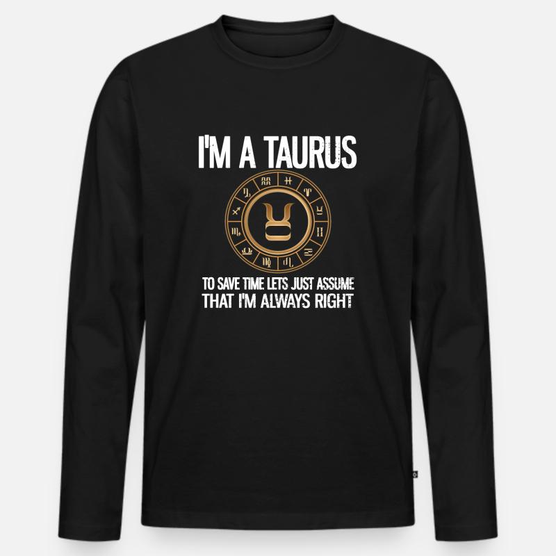 Stier Sternzeichen Horoskop Tierkreiszeichen - Männer Premium Bio Langarmshirt - Schwarz