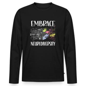 Neurodiversity Autism ADHD Neurodiversity ASD - Men's Premium Organic Long Sleeve Shirt - black - Front - Nico (187cm)