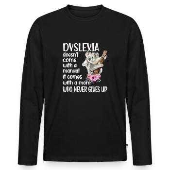 Dyslexie dyslexie dyslexie Dyslexie Dyslexie Dyseigne - T-shirt manches longues Premium bio Homme - noir - Devant - Nico (187cm)