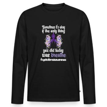 La mucoviscidose combattant la mucoviscidose - T-shirt manches longues Premium bio Homme - noir - Devant - Nico (187cm)