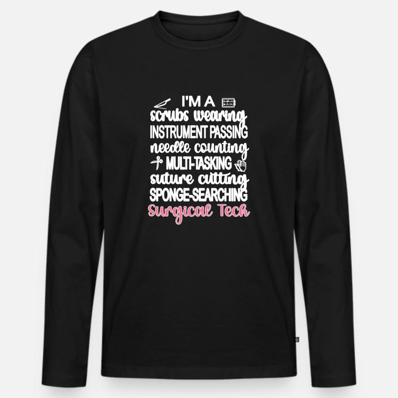 Assistante chirurgicale et technicienne chirurgicale - T-shirt manches longues Premium bio Homme - noir