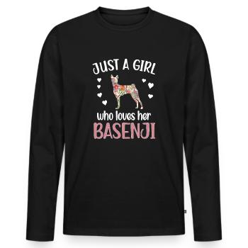 Basenji Mädchen Basenji Liebhaberin Basenji Mama - Männer Premium Bio Langarmshirt - Schwarz - Vorne - Nico (187cm)
