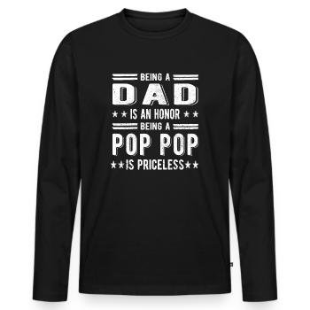 Bester Pop Pop Opa Vatertag Pop Pop Großvater Papa - Männer Premium Bio Langarmshirt - Schwarz - Vorne - Nico (187cm)