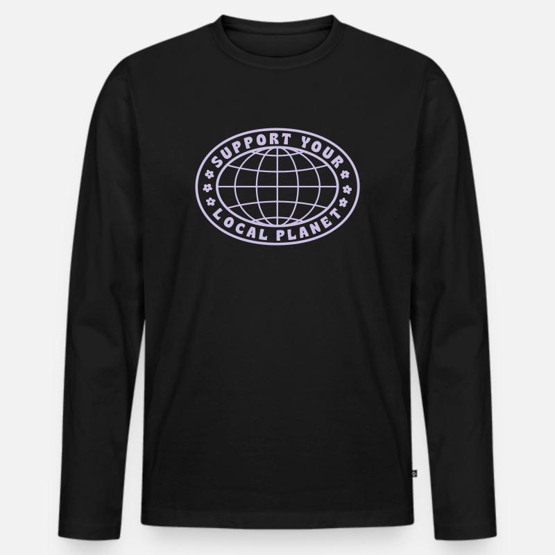 SUPPORT YOUR LOCAL PLANET - Männer Premium Bio Langarmshirt - Schwarz