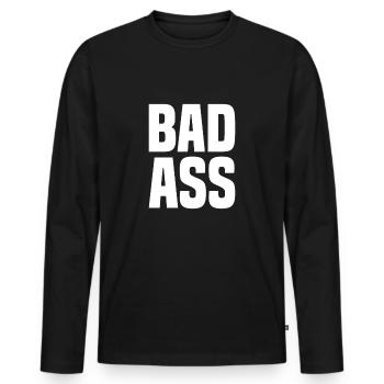 Bad Ass - Männer Premium Bio Langarmshirt - Schwarz - Vorne - Nico (187cm)