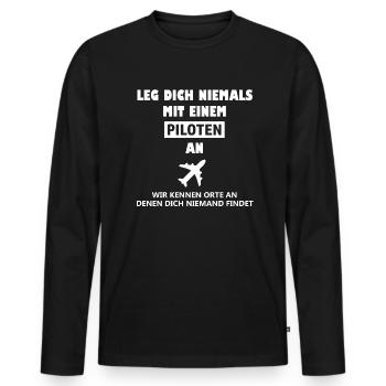 Pilot Spruch Aircraft Captain Cockpit Co-pilots - Männer Premium Bio Langarmshirt - Schwarz - Vorne - Nico (187cm)