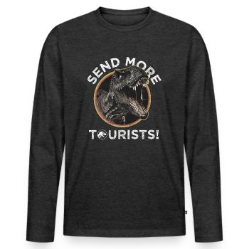 Jurassic Park T-Rex Send More Tourists! - Mannen Premium Bio shirt met lange mouwen - antraciet gemêleerd - Voor - Nico (187cm)