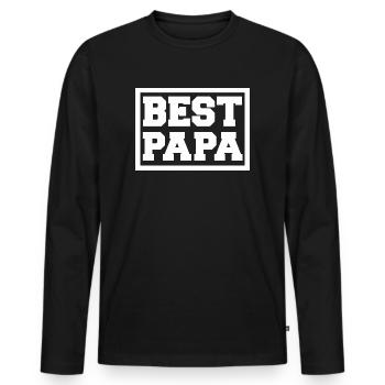 Meilleure idée de cadeau de papa pour la fête des pères - T-shirt manches longues Premium bio Homme - noir - Devant - Nico (187cm)