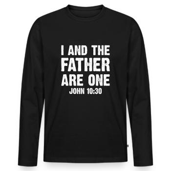 I And The Father Are One - John 10:30 - Men's Premium Organic Long Sleeve Shirt - black - Front - Nico (187cm)