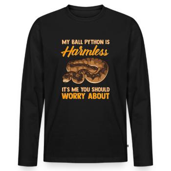 Harmlose Python Gefährlicher Halter Schlangen Fan - Männer Premium Bio Langarmshirt - Schwarz - Vorne - Nico (187cm)