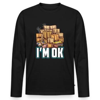 I’m Ok - Motif de facteur drôle - T-shirt manches longues Premium bio Homme - noir - Devant - Nico (187cm)