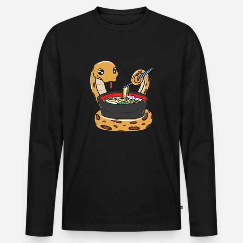 Königspython Isst Ramen - Männer Premium Bio Langarmshirt - Schwarz