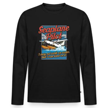Wasserflugzeug Humor Für Piloten - Männer Premium Bio Langarmshirt - Schwarz - Vorne - Nico (187cm)