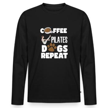 Pilates Café Chien Amour Lifestyle Design - T-shirt manches longues Premium bio Homme - noir - Devant - Nico (187cm)