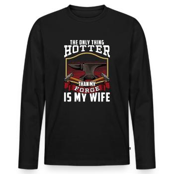 Hotter Than My Forge - Metalsmith Humor - Men's Premium Organic Long Sleeve Shirt - black - Front - Nico (187cm)