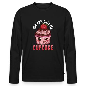 Vous pouvez m’appeler cupcake pâtissier Humour - T-shirt manches longues Premium bio Homme - noir - Devant - Nico (187cm)