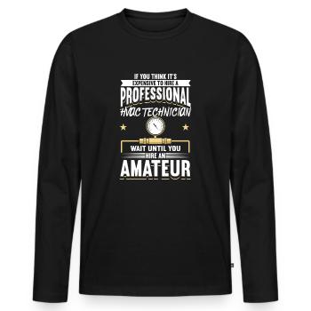 Technicien professionnel en climatisation disant - T-shirt manches longues Premium bio Homme - noir - Devant - Nico (187cm)