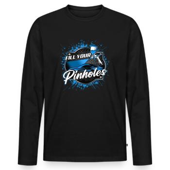 Fill Your Pinholes – Painter Humor - Men's Premium Organic Long Sleeve Shirt - black - Front - Nico (187cm)