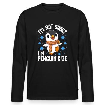 Je ne suis pas petit, j’ai la taille d’un pingouin ! - T-shirt manches longues Premium bio Homme - noir - Devant - Nico (187cm)