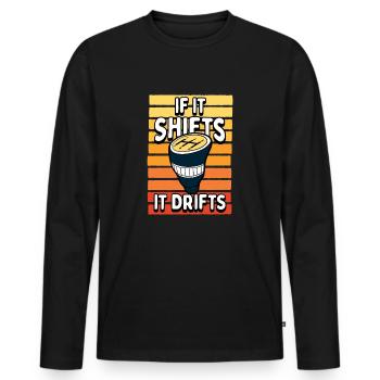 Drift With Manual Transmission Car Lover Humor - Men's Premium Organic Long Sleeve Shirt - black - Front - Nico (187cm)