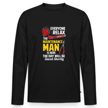 Mechanic Saves The Day Maintenance Technician Saying - Men's Premium Organic Long Sleeve Shirt - black - Front - Nico (187cm)