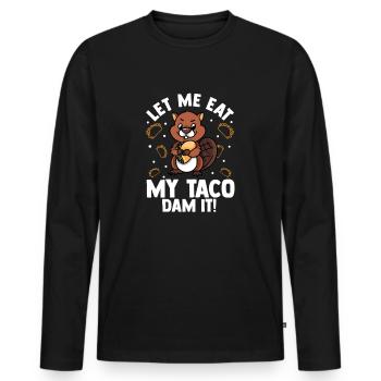 Cheeky beaver saying for beaver lovers - Men's Premium Organic Long Sleeve Shirt - black - Front - Nico (187cm)