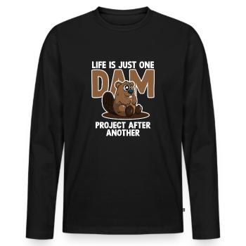 Dicton de castor effronté pour les amateurs de castors - T-shirt manches longues Premium bio Homme - noir - Devant - Nico (187cm)