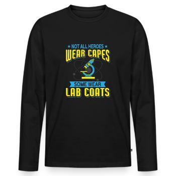 Heroes in the Laboratory - Microscope Chemistry Humor - Men's Premium Organic Long Sleeve Shirt - black - Front - Nico (187cm)