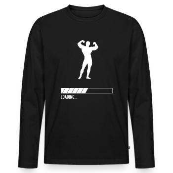 Bodybuilder Loading... - T-shirt manches longues Premium bio Homme - noir - Devant - Nico (187cm)