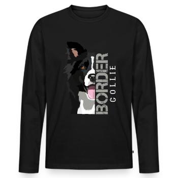 Border Collie Colli dessin de motif - T-shirt manches longues Premium bio Homme - noir - Devant - Nico (187cm)