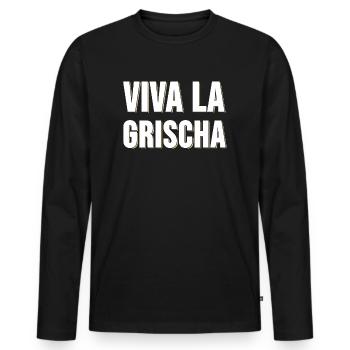 Viva la Grischa - es lebe Graubünden Geschenk - Männer Premium Bio Langarmshirt - Schwarz - Vorne - Nico (187cm)