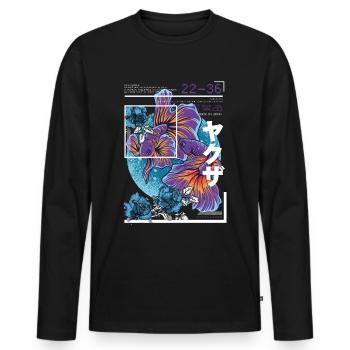 Japan Art Style Koi Fish - Men's Premium Organic Long Sleeve Shirt - black - Front - Nico (187cm)