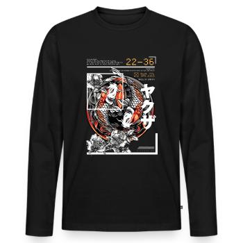 Poisson d’espèce japonaise Style Koi - T-shirt manches longues Premium bio Homme - noir - Devant - Nico (187cm)