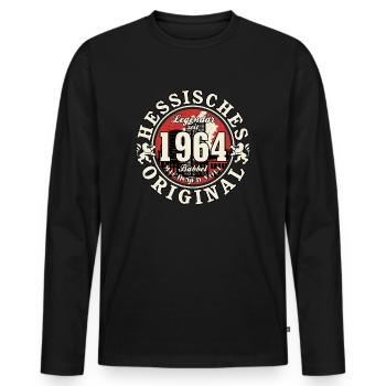60. Geburtstag 2024 Hessisches Original Geschenk - Männer Premium Bio Langarmshirt - Schwarz - Vorne - Nico (187cm)