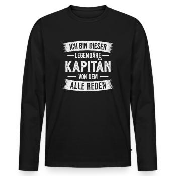 Kapitän Bootsfahrer Motorboot - Männer Premium Bio Langarmshirt - Schwarz - Vorne - Nico (187cm)