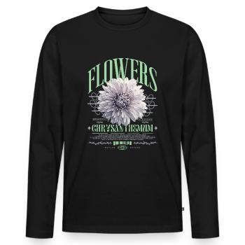 Chrysanthème Fleurs de chrysanthème - T-shirt manches longues Premium bio Homme - noir - Devant - Nico (187cm)