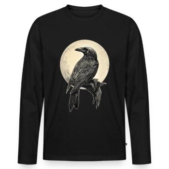 Rabe - Männer Premium Bio Langarmshirt - Schwarz - Vorne - Nico (187cm)
