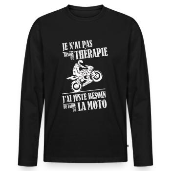 T-shirt Moto Thérapie - Faire de la Moto - T-shirt manches longues Premium bio Homme - noir - Devant - Nico (187cm)