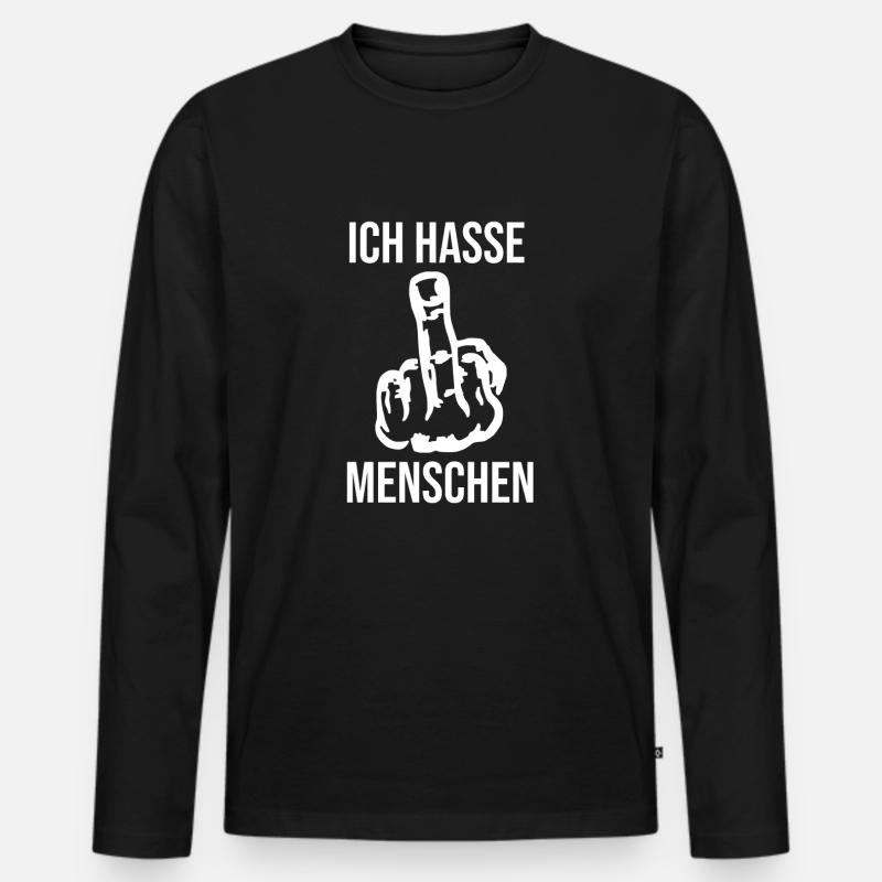 Ich hasse Menschen - Männer Premium Bio Langarmshirt - Schwarz