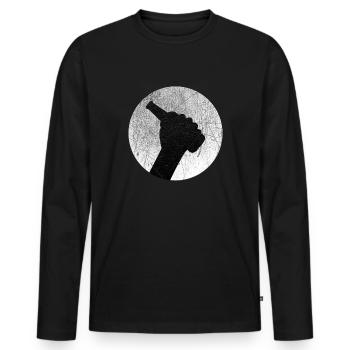 Bottled beer in hand Moon beer - Men's Premium Organic Long Sleeve Shirt - black - Front - Nico (187cm)