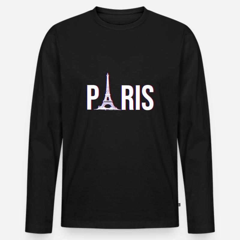 Paris Eiffelturm - Männer Premium Bio Langarmshirt - Schwarz