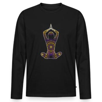 Yoga Pose Tee shirt Femme Mandala Namaste Shirt - T-shirt manches longues Premium bio Homme - noir - Devant - Nico (187cm)