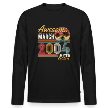 March 2004 Vintage Birthday Vintage Gift - Men's Premium Organic Long Sleeve Shirt - black - Front - Nico (187cm)