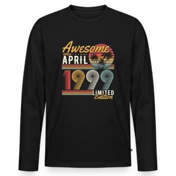 Avril 1999 Vintage Anniversaire Vintage Rétro - T-shirt manches longues Premium bio Homme - noir - Devant - Nico (187cm)