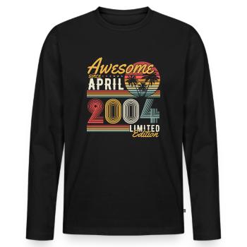 April 2004 Vintage Birthday Retro Gift - Men's Premium Organic Long Sleeve Shirt - black - Front - Nico (187cm)
