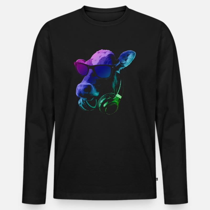 DJ COW - Männer Premium Bio Langarmshirt - Schwarz