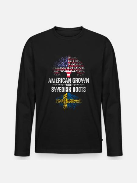 Américains d’origine suédoise - T-shirt manches longues Premium bio Homme - noir