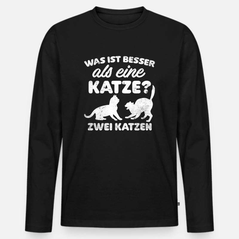 Was ist besser als eine Katze zwei Katzen Kätzchen - Männer Premium Bio Langarmshirt - Schwarz