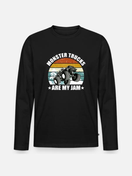 Monster Trucks sind mein Stau - Männer Premium Bio Langarmshirt - Schwarz