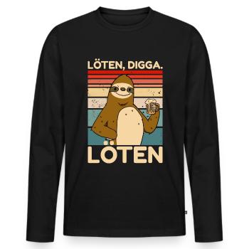 Löten Digga Löten Party Faultier Spruch - Männer Premium Bio Langarmshirt - Schwarz - Vorne - Nico (187cm)